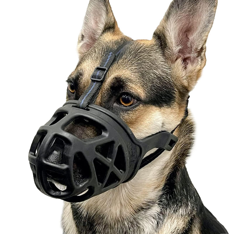 Dog Muzzle, Basket Muzzle for Biting, Chewing and Scavenging, Humane Cage Mouth Cover, Perfect for Grooming and Training Medium, Large Aggressive Reactive Dogs Black L - BeesActive Australia
