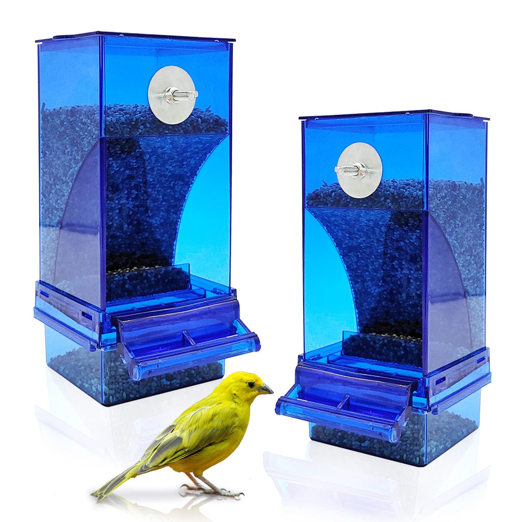 Hamiledyi No Mess Bird Feeders Automatic Parrot Feeder Drinker Acrylic Seed Food Container Parakeet Water Dispenser Cage Accessories for Lovebirds Budgies Canary Finch 2 Pack Blue Bird Cage Feeder - BeesActive Australia