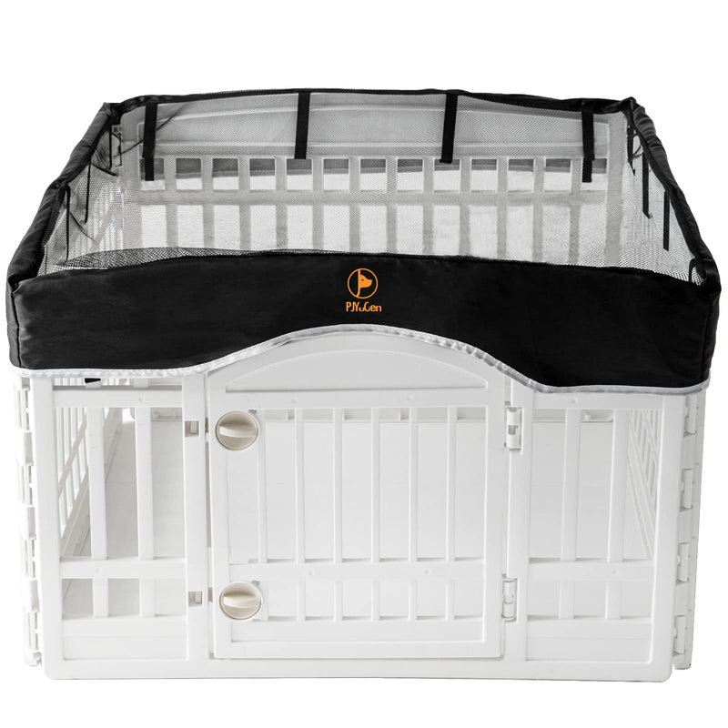 Dog Playpen Mesh Top Cover Pet Play Pen Cover-Keeps Pet Secure from UV Provides Shade Prevents Escape Pet Pen Cover Indoor Outdoor Black Fits 24 32 36 Inch Playpen-[PLAYPEN NOT Included!!!] 36 Inch 4 Panel Black - BeesActive Australia