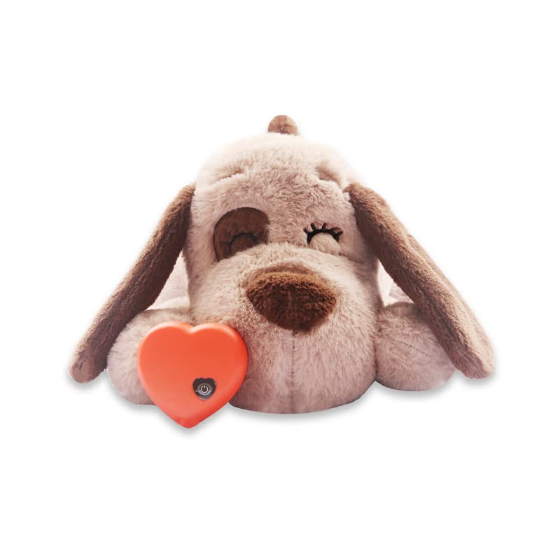 Beverly Shark Puppy Heartbeat Toy Dog Anxiety Relief Calming Aid Puppy Heartbeat Stuffed Animal Behavioral Training Sleep Aid Comfort Soother Plush Toy for Puppies Dogs Cats Brown-1 - BeesActive Australia