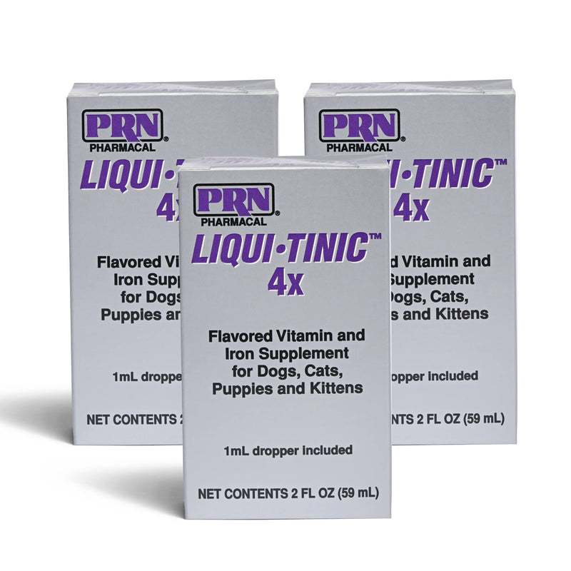 PRN Pharmacal Liqui-Tinic 4X - Iron and Vitamins Oral Nutritional Supplement for Pets- Liver-Flavored Supplement with Iron and B-Complex Vitamins to Support Wellness - 2 Fl Oz (3 Pack) - BeesActive Australia