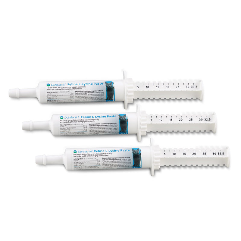 PRN Pharmacal Duralactin Feline L-lysine Paste for Cats & Kittens - Supports Feline Joint, Respiratory, Ocular Health - Chicken-Flavored Paste to Help Manage Inflammation - 32.5 mL Syringe - 3 Pack - BeesActive Australia