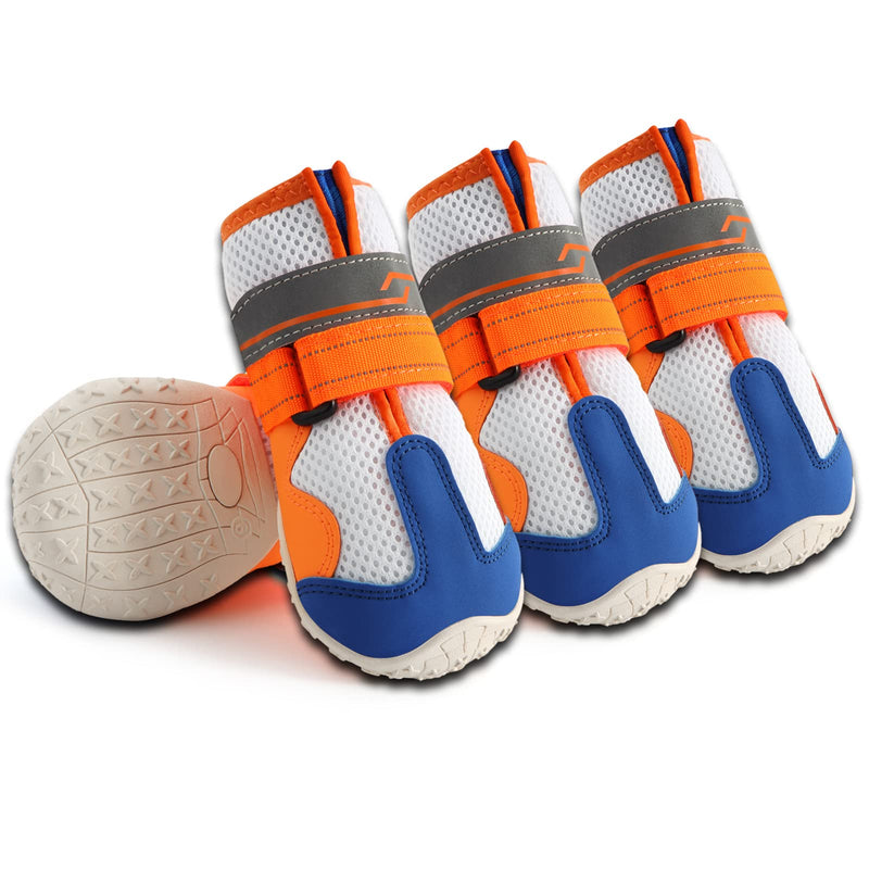 AOKOWN Dog Boots for Hot Pavement Shoes/ Breathable Dog Shoes for Small Medium Large Anti-Slip Puppy Booties Paw Protector with Reflective Straps 4PCS Mesh-Orange & Blue Size 2 - BeesActive Australia
