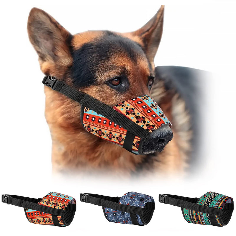 Murom Pattern Dog Muzzle for Small Medium Large Dogs Puppy Print Adjustable Breathable Tribal Pet Muzzles Anti Barking Biting Mouth Cover Southwest M/L - BeesActive Australia