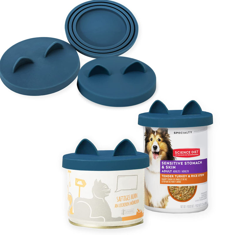 OHMO 3 Pack Dog Food Can Lids, (12, 13, 22oz etc.) Universal Size Silicone Covers for Cat and Dog Food, Dark Blue 3-22oz Dark Blue, 3 Pack - BeesActive Australia