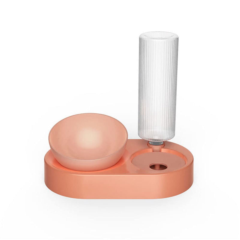 Raised Cat Bowls with Automatic Water Dispenser Bottle, Elevated 0°-15°Adjustable Tilted Pet Food Water Feeder Bowls Stress-Free Suit for Cats Dogs Large Water Supply: 680ml/23oz Orange - BeesActive Australia