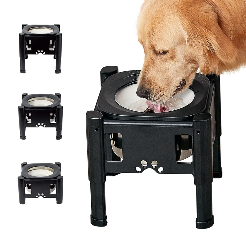 Pawque Elevated Dog Bowls with Slow Feeder Dog Bowl, Adjustable Raised Dog Bowl Stand with 3 Heights (6.1", 7.7", 9.3") for Medium and Small Sized Dog Cat, Mess Proof Non-Slip Pet Dish Feeder Holder Dog Water Bowl - BeesActive Australia