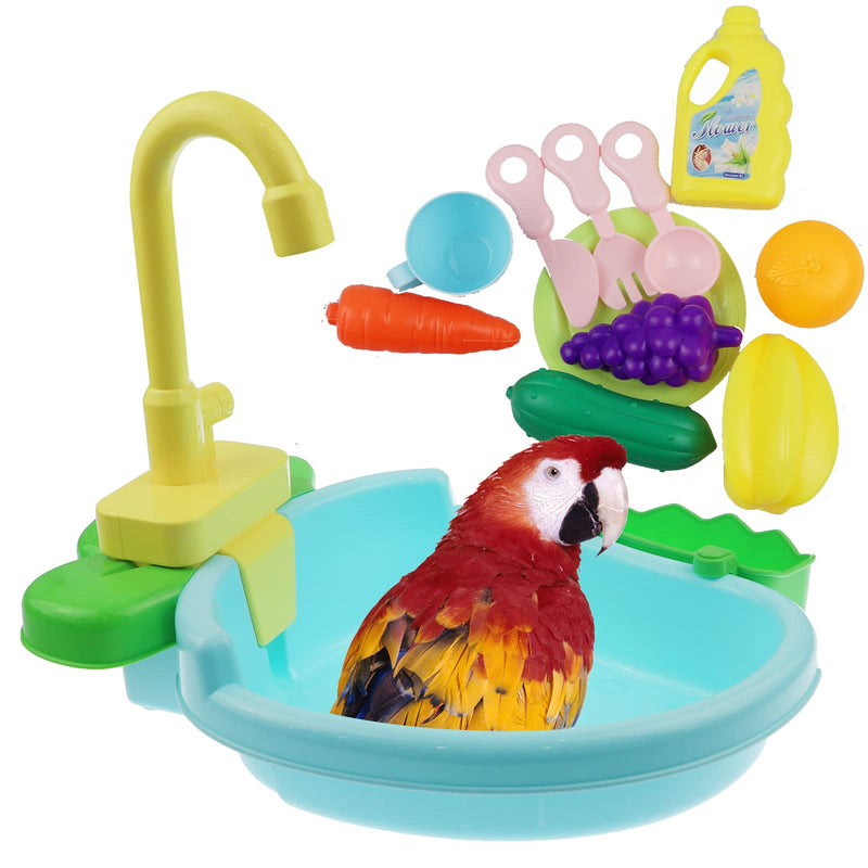 Toysructin Bird Parrot Bathtub, Automatic Bird Bathtub with Faucet Bird Bathroom Accessories Toys for Small Medium Birds Bathing Tub for Bird Parrot Bird Shower Bowl for Parrots Parakeet Canaries OneSize Toys Set - BeesActive Australia