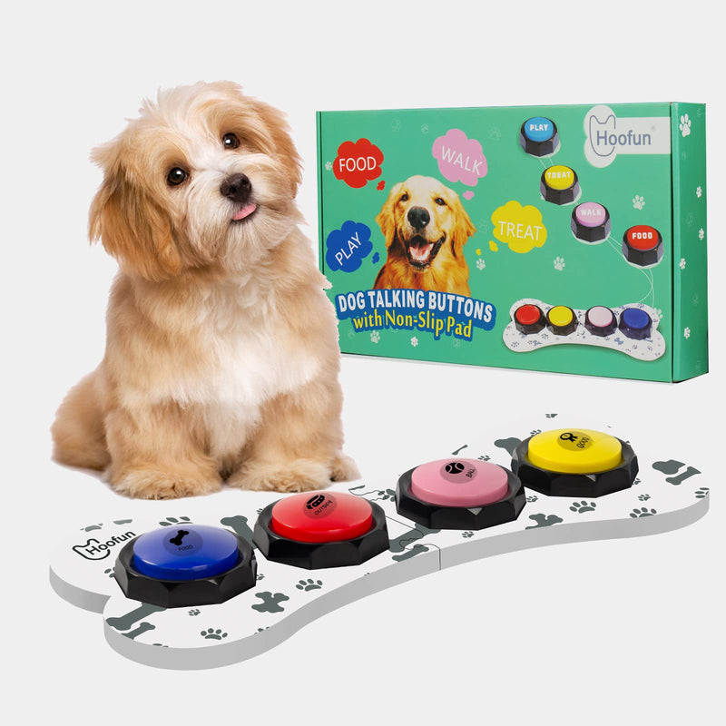 Dog Buttons for Communication: 4 Piece Set Recordable Buttons for Dogs Press to Communicate, Help Your Dog Talking, Cat Buttons for Communication, Fluent pet Buttons for Dogs AY2 - BeesActive Australia