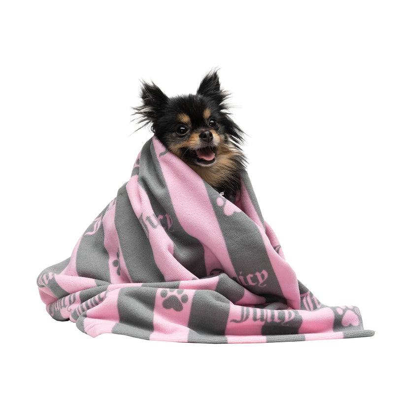Juicy Couture Dog Towel Pink / Grey Heart Paw Stripes – 100% Microfiber Dog Drying Towel with Striped Heart Paw Print, Absorbent Quick Dry Machine Washable Dog Towels for Drying Dogs & Cats - BeesActive Australia