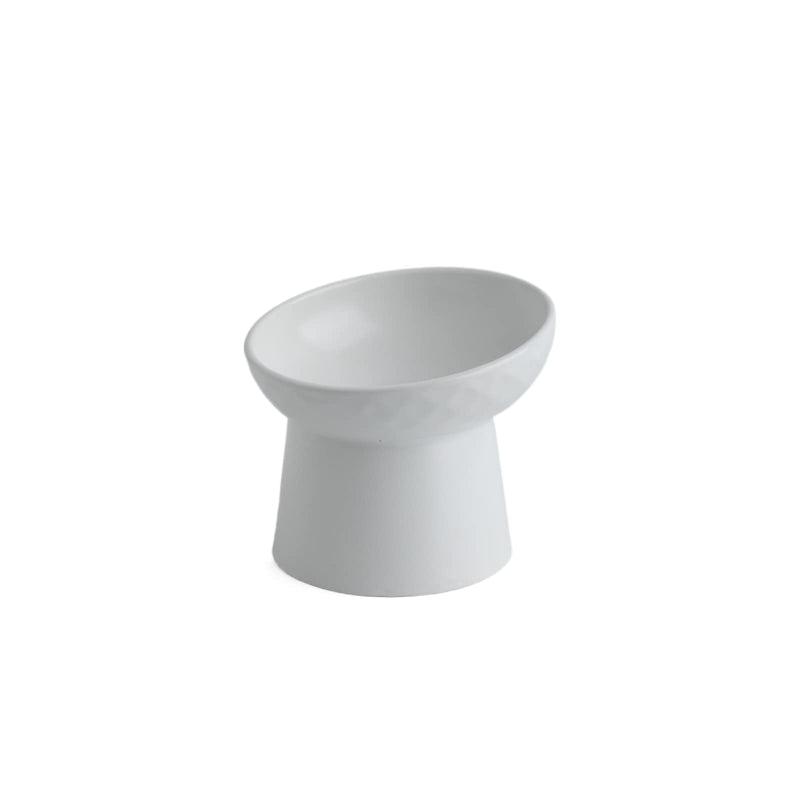 KITCHENLESTAR Small Ceramic Raised Cat Bowls, Tilted Elevated Food or Water Bowls , Stress Free, Backflow Prevention, Dishwasher and Microwave Safe, Lead & Cadmium Free White - BeesActive Australia