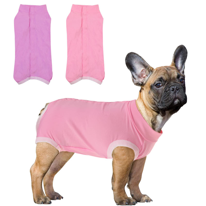 SAWMONG 2 Pack Recovery Suit for Dogs After Surgery, Dog Recovery Suit Dog Spay Surgical Suit for Female Dogs, Dog Onesie Body Suit for Surgery Male Substitute Dog E-Collar Purple Pink (2 Pcs) Medium - BeesActive Australia