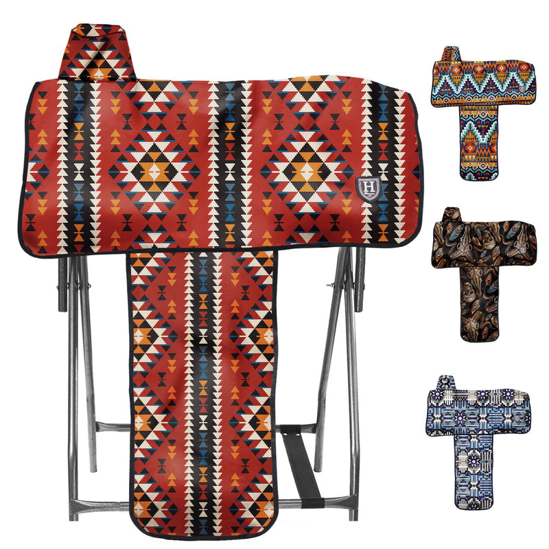 Harrison Howard Sturdy Waterproof Western Saddle Cover with Stylish Prints That Stand Out Keep Your Saddle in Pristine Condition Perfect for Showing or Riding Events Classic Indian Red - BeesActive Australia