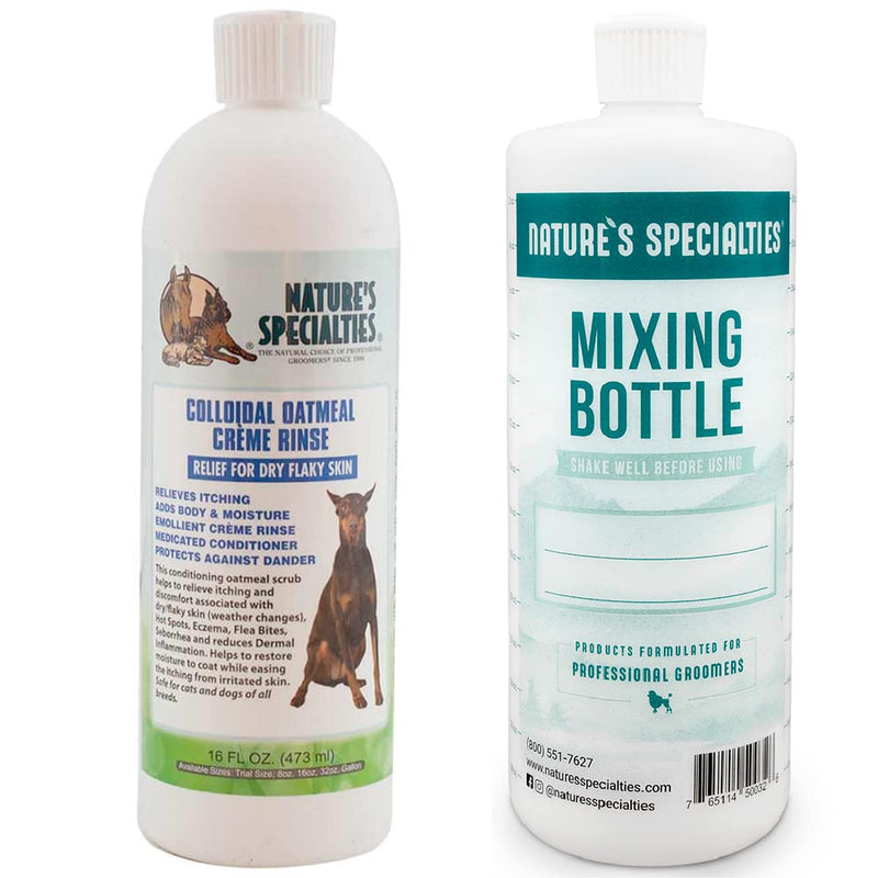 Nature's Specialties Mixing Bottle and Dog Shampoo Concentrate Bundle, Easy to Read Measurements Mixing Bottle 32 oz, Colloidal Oatmeal Creme Rinse Dog Conditioner Concentrate 16 oz - BeesActive Australia
