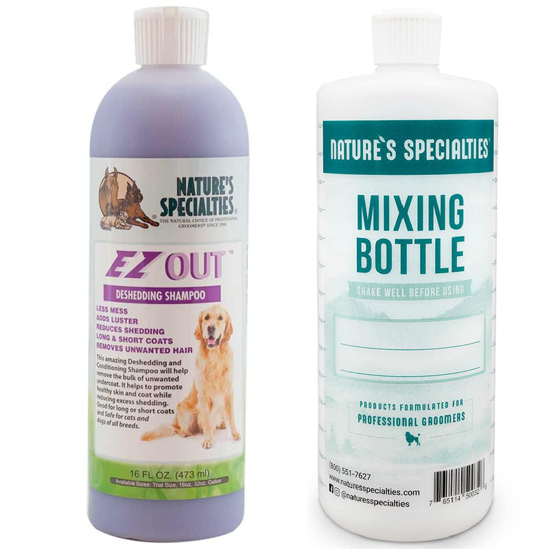 Nature's Specialties Mixing Bottle and Dog Shampoo Conditioner Concentrate Bundle, Easy to Read Measurements Mixing Bottle 32 oz, EZ Out Deshedding Dog Shampoo Conditioner Concentrate 16 oz - BeesActive Australia