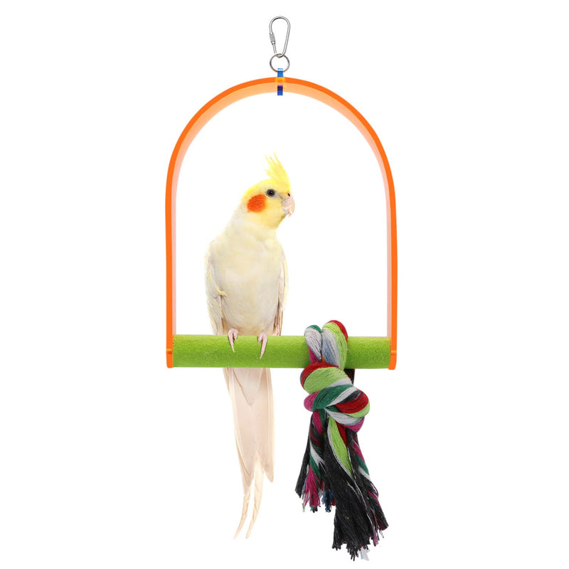 Wontee Bird Toys Bird Swing Toy Bird Perches for Parrot Budgie Parakeet Cockatiel Conure African Grey Medium Orange - BeesActive Australia