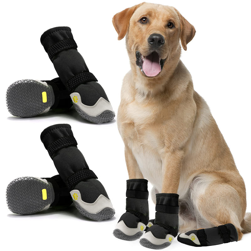 Anti-Slip Dog Snow Boots Waterproof Dog Shoes for Small Medium Large Dogs with Reflective Straps Pet Dog Boots for Hiking.4Pcs Soft Breathable Paw Protectors for Dogs Outdoor Night Use Black gray Size 6:2.95''x2.55''(L*W) - BeesActive Australia