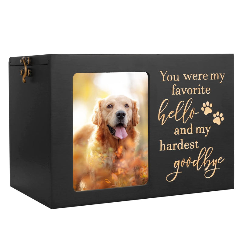 Pet Memorial Urns for Dog or Cat Ashes, XLarge Wooden Funeral Cremation Urns with Photo Frame, Memorial Keepsake Memory Box with Black Flannel as Lining, Loss Pet Memorial Remembrance Gift - BeesActive Australia