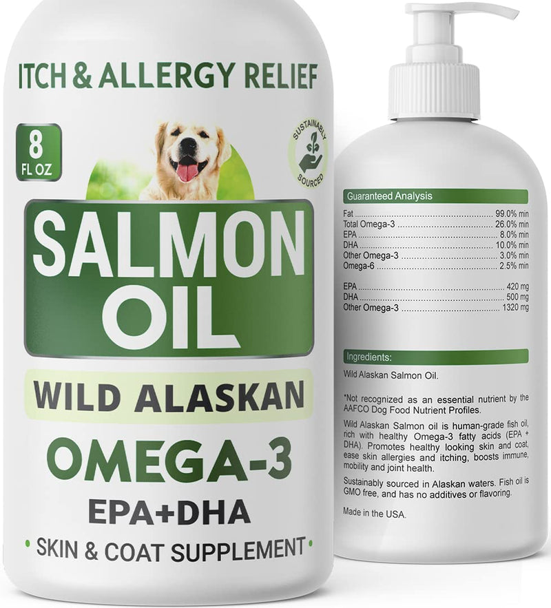 BARK&SPARK Salmon Oil for Dogs & Cats - Natural Fish Oil Omega-3 - Skin & Coat Support - Liquid Food Supplement for Pets - Natural EPA + DHA Fatty Acids for Joint Function, Immune & Heart Health 8oz - BeesActive Australia