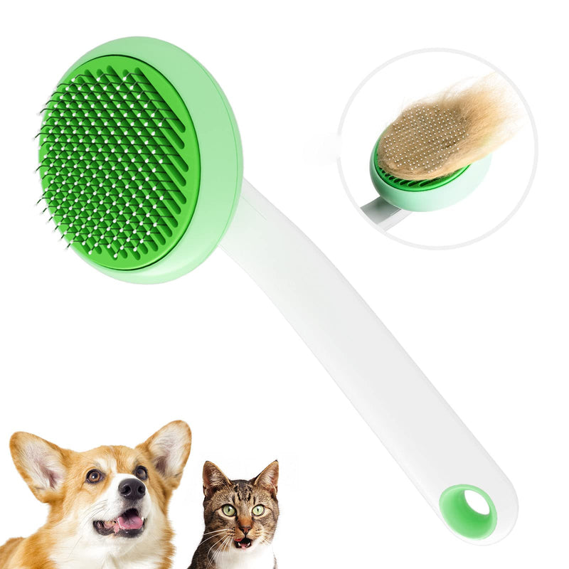 Cat Brush for Shedding, Pet Grooming Self Cleaning Slicker Brush for Cats & Dogs, Cat Deshedding Brush Easily Removes Tangles Hair and Loose Undercoat, Mats Tangled Hair Shedding Brush (Green) Green - BeesActive Australia