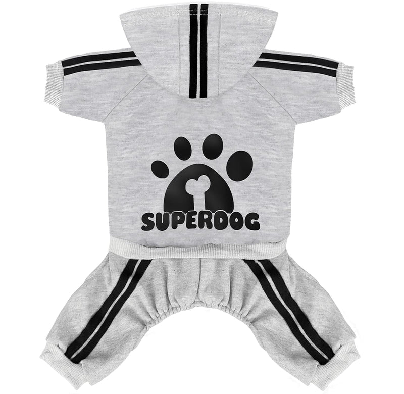 LONTEPET Dog Hoodie 4 Legs Jumpsuit for Small Dogs Puppy Clothes Dog Pullover Sweatshirt Cotton Doggie Winter Coat Cat Apparel XX-Small GREY - BeesActive Australia
