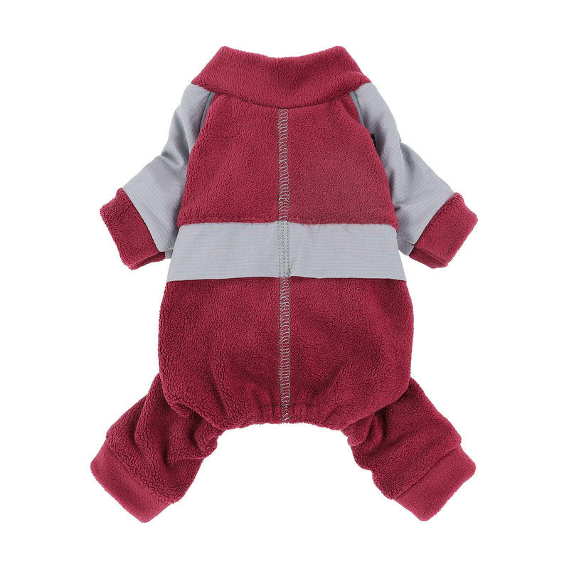 Fitwarm 4 Legs Fleece Dog Sweater with Reflective Stripe, Dog Winter Clothes for Small Dogs, Athleisure Pet Jumpsuit, Cat Apparel Medium Red - BeesActive Australia