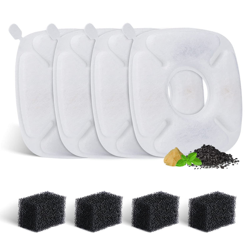 BFLICROY Cat Water Fountain Filters, Replacement Filters & Pre-Filter Sponges Compatible with veken 95oz/2.8L Automatic Pet Fountain Cat Water Fountain Dog Water Dispenser 4+4 - BeesActive Australia