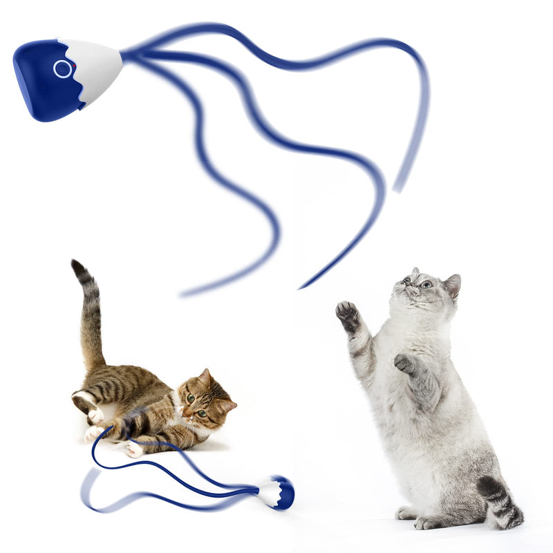 Cat Wand Toy, Automatic Silicone Tail Teaser Toy 2 in 1, Electronic Interactive Toy for Indoor Cats, Rechargeable Exercise Toy for Kitten Navyblue - BeesActive Australia