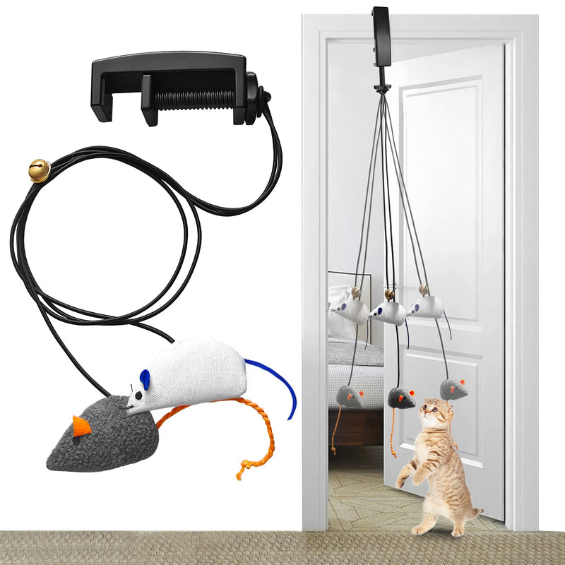 MPISAL Interactive Cat Toys, New Spiral Clamping Teasing Cats Toys for Indoor, Contains Catnip Bouncing Mouse Toys, Door Frame Cat Interactive Toy with Bell - BeesActive Australia