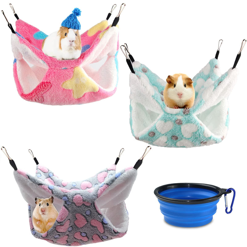 LROEZR 3 Pcs Pet Small Animal Hanging Hammock Guinea Pig Rat Hamster Squirrel Hanging Bunk Bed Hammock Cage Toy for Hamster Chinchilla Rat Sugar Glider Parrot Guinea Pig Hideout Sleep Play 11.8 inch * 11.8 inch Green，Gray，Rose Red - 3 Pcs - BeesActive Australia