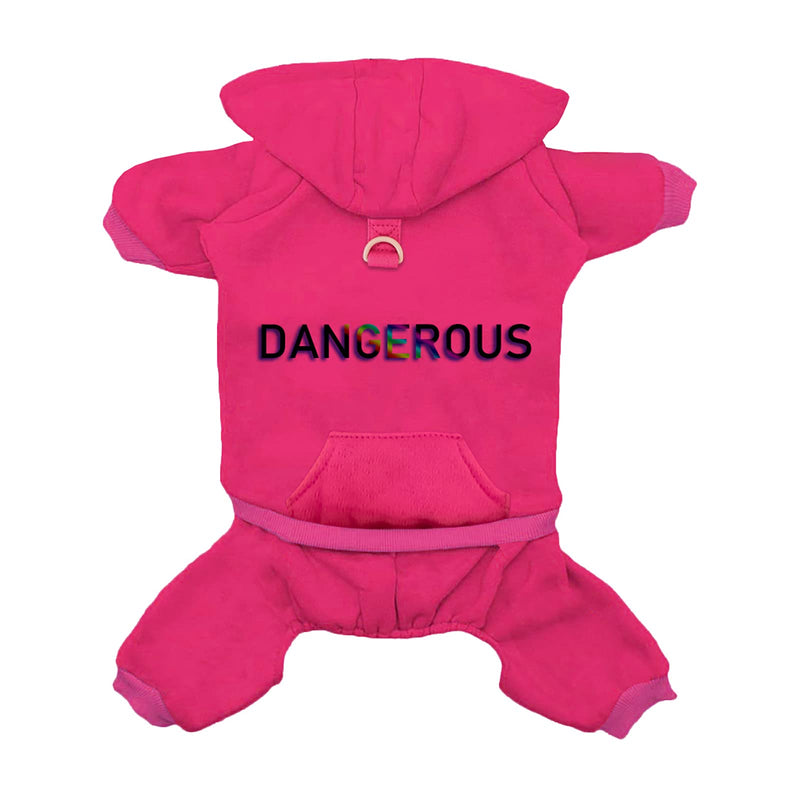 Izefia Dog Hoodie Dog Hoodies with Pocket Clothes 4 Legs Jumpsuit Fleece Sweater Winter Sweat Shirt Warm Cotton Dog Hoodie for Small Dog Medium Large Dog Cat Magenta - BeesActive Australia