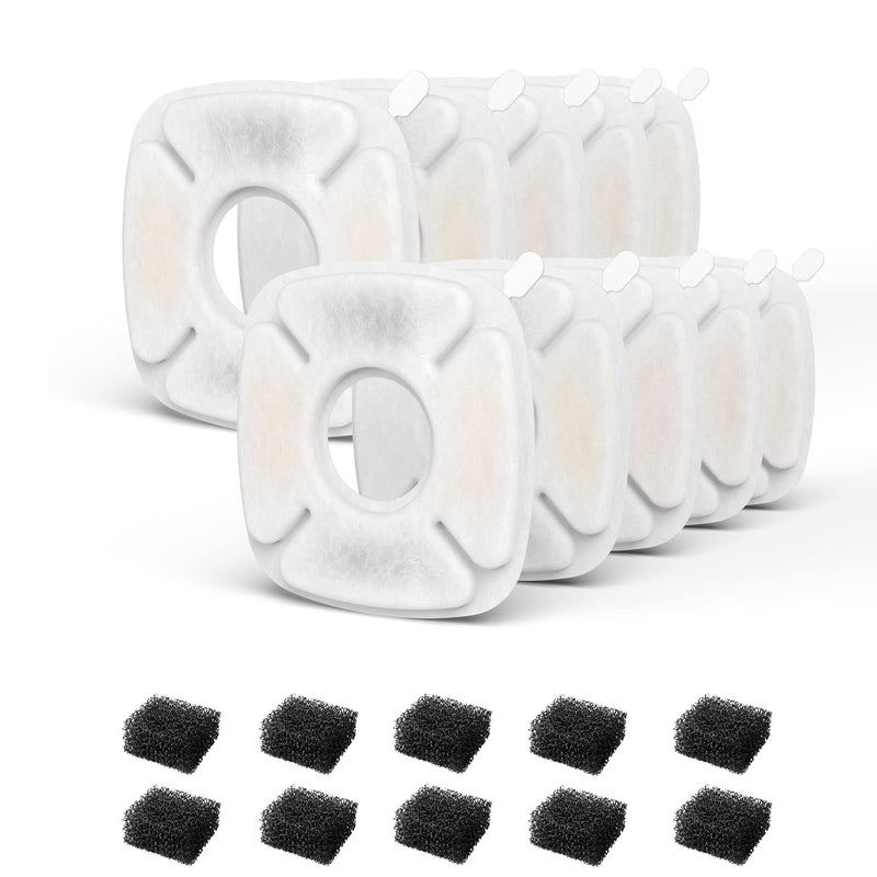 10-Pack Cat Water Foutain Filters & Pre-Filter Sponges Replacement for Veken 95oz/2.8L Automatic Pet Fountain Cat Water Fountain Dog Water Dispenser - BeesActive Australia