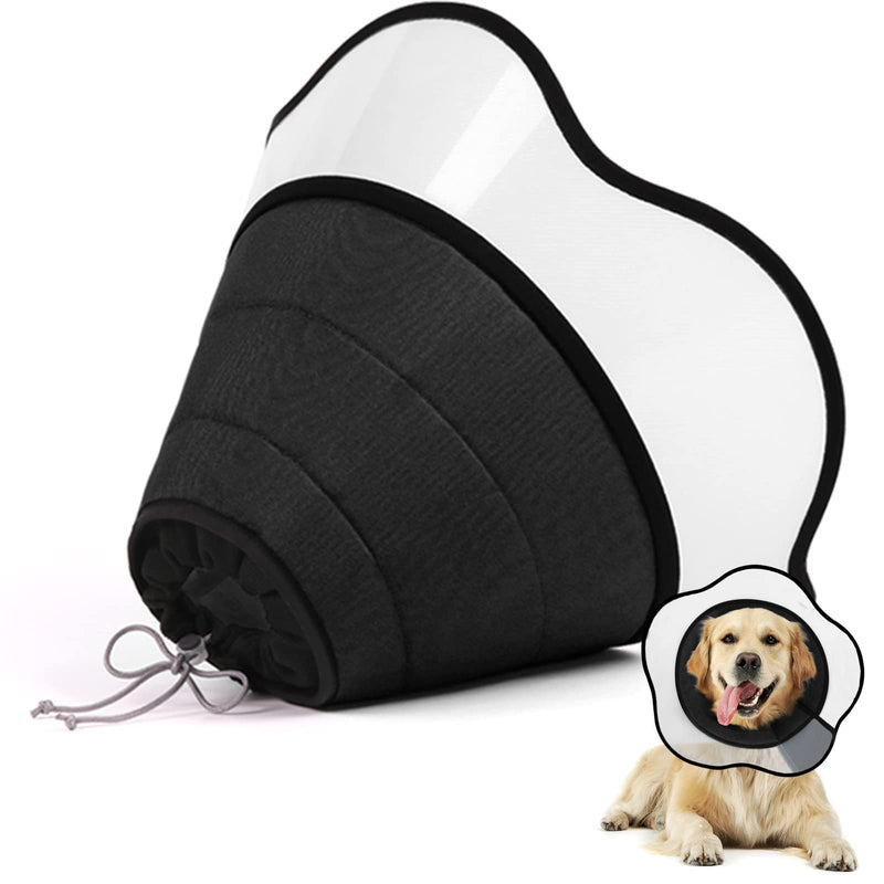 Supet Dog Cone for Dogs After Surgery, Soft Dog Cones for Large Medium Dogs, Comfortable Elizabethan Collar for Dogs to Stop Licking, Adjustable Pet Recovery Collar for Small Dogs L (Neck:13.5"-19.0") Black - BeesActive Australia