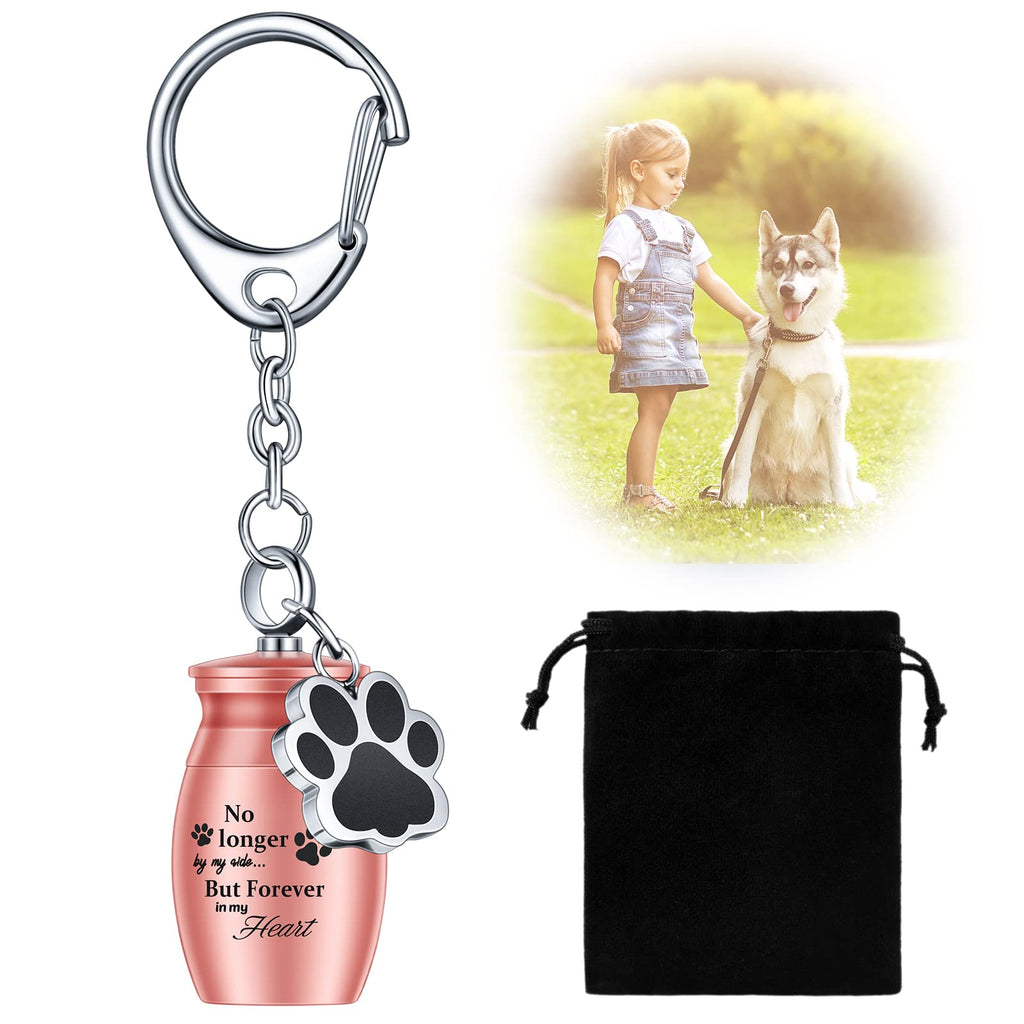 Tudomro Cylinder Cremation Urn Keychain Memorial Ashes Jewelry Pet Urns for Dogs Ashes Pet Cremation Jewelry Dog Ashes Keepsake Stainless Steel Pet Puppy Dog Paw Charm with Storage Bag for Memorial Pink - BeesActive Australia