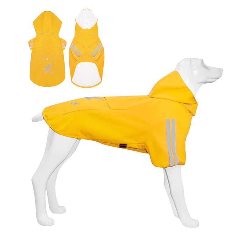 Dog Raincoat, Waterproof Hooded Dog Rain Jacket, Adjustable Dog Raincoat with Hood Leash Hole, Lightweight Pet Raincoat with Reflective Strip, Dog Raincoats for Small Medium Large Dogs XX-Large yellow - BeesActive Australia