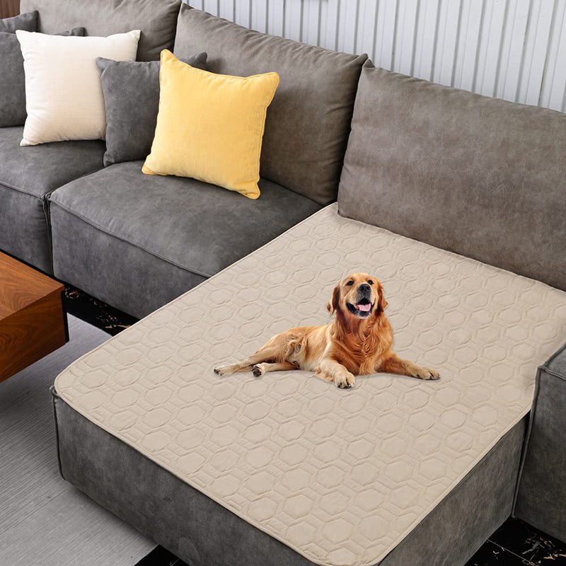 fuguitex Waterproof Reversible Dog Bed Cover Pet Blanket for Bed Couch Sofa Furniture Protector for Kids Children Dog Cat Beige+beige 40x50 Inch (Pack of 1) - BeesActive Australia