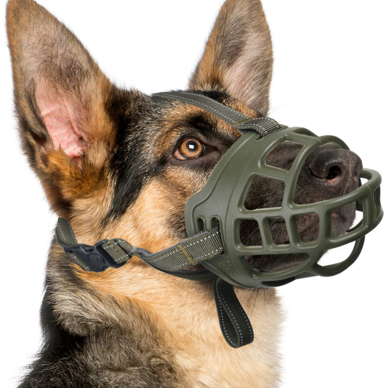 Dog Muzzle, Basket Muzzle for Small Medium Large Dogs, Soft Cage Muzzle for Biting Chewing, Allow Drinking Panting, Muzzle for German Shepherd Pitbull Rottweiler 3 (Snout 9¾-11") Green - BeesActive Australia