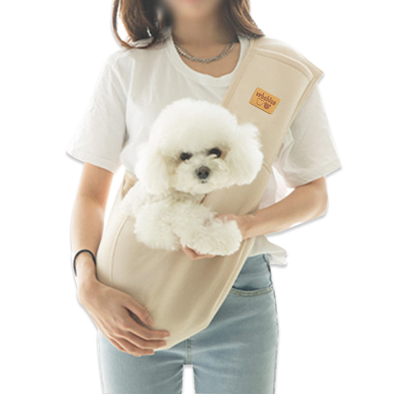 vrbabies Pet Dog Sling Carrier for Small Dogs Comfortable Adjustable Strap Hands Free Travel Safe Sling Bag Carrier for Dogs Cats Beige - BeesActive Australia