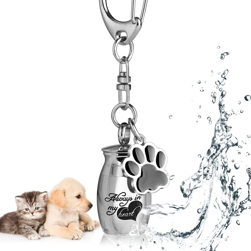 ChunlongFour Waterproof Pet Urns Keychain for Dogs Ashes, Cat Dog Urn for Dogs Cats Ashes Keepsake Memorial Cremation Jewelry Pend Silver 1 pcs - BeesActive Australia