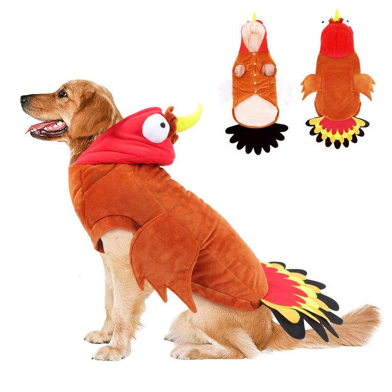 BWOGUE Large Dog Turkey Costume,Dog Thanksgiving Costume Winter Warm Pet Clothes Apparel for Thanksgiving Cosplay Dress Up Fit for Medium to Large Dogs 5XL(Neck:22.44" Chest:29.13"Back:24.8'') - BeesActive Australia