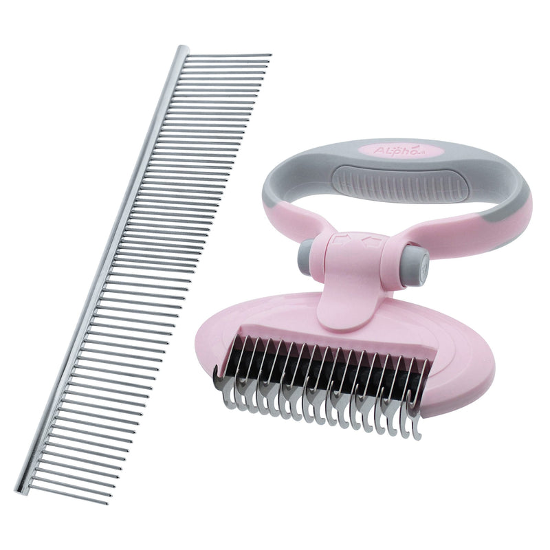 MiMu Dog Deshedding Brush with Smart Handle and Comb - Shedding Brush Dog Hair Undercoat Rake for Dog and Cat Grooming - BeesActive Australia