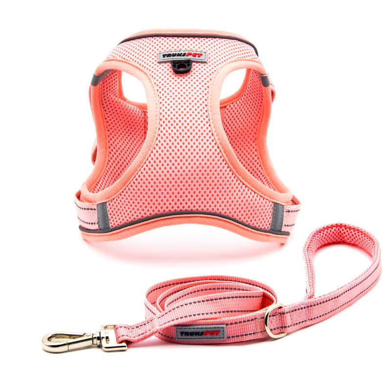 TRUKSPET Dog Harness and Leash Set,Step in no Pull Dog Harness Adjustable Reflective Padded Mesh Fabric Dog Vest for Extra-Small/Small Medium Dogs and Cats M:(Neck:12''-13.5'',Chest:6''-18') Pink - BeesActive Australia