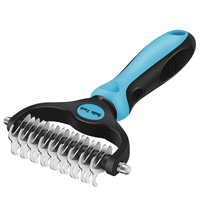 Sulie Tech Pet Grooming Brush, Dematting Undercoat Rake for Dogs and Cats, Double Sided Shedding, to Remove Mats, Knots and Tangles Gently Blue - BeesActive Australia