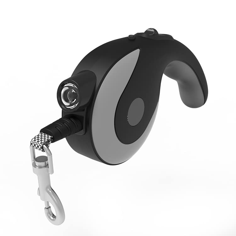 Morn Light Retractalb Dog Leash with Built-in Led Flashlight 3.6 M Nylon Dog Leash Sliding Lock Push Button Powered by AAA Batteries(Black) - BeesActive Australia