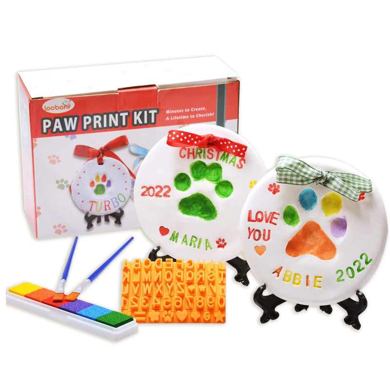 LOOBANI Dog Paw Print Ornaments Kit,DIY Pet Footprint Memorial Impression Keepsake for Puppy and Cats Owners with Light Clay & Deluxe Tool Set 2 Packs - BeesActive Australia