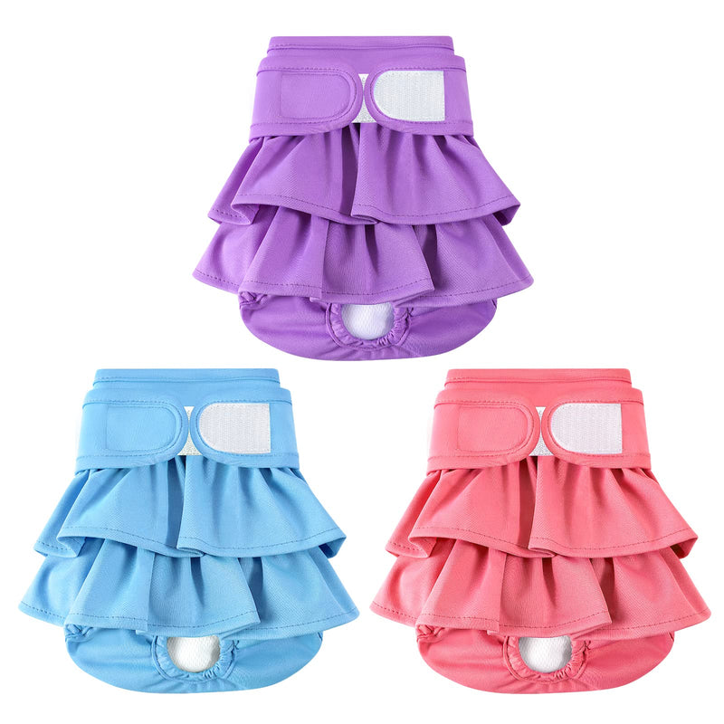Washable Dog Diapers Female 3 Pack Reusable Premium Highly Absorbent Doggie Diapers, Flexible Puppy Diapers, Durable Leak-Proof Leopard Dog Diapers for Period Heat Incontinence Puppy Training Red & Blue & Purple Medium - BeesActive Australia