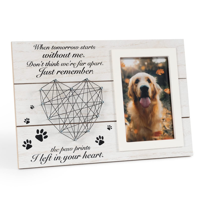 Pet Memorial Gifts, Pet Loss Memorial Frame Leave Paw Prints on Our Hearts, Paw Prints Sympathy Frame Gift for Loss of Dog and Cat White Paw Prints Photo Frame - BeesActive Australia