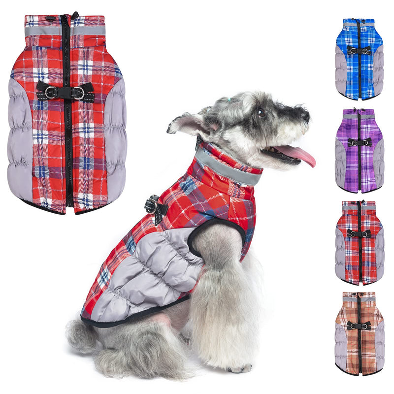 BEAUTYZOO Dog Winter Coat Reflective Dog Jacket Warm Padded Puffer Vest Turtleneck Thick Fleece Lining Pet Apparel for Small Medium Large Dogs Red - BeesActive Australia