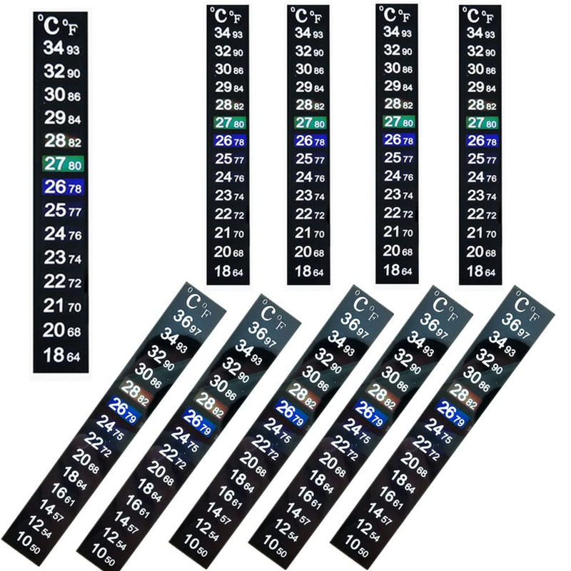 Aquarium Thermometer Sticker Fish Tank Temperature Sticker Brewing Thermometer Strip Adhesive Thermometer Sticker,10PCS for Sticking on Fish Tank/Wine/Beer/Kombucha Jars Bottles - BeesActive Australia