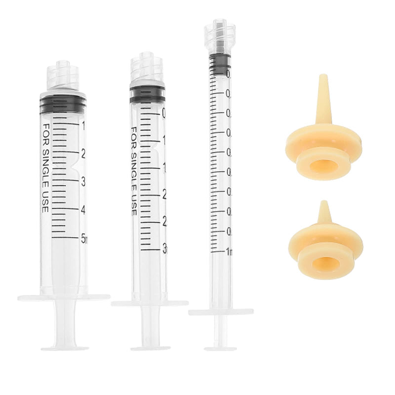 Pet Feeding Syringe with Nipple, Silicone Feeding Tools for Kitten Puppy Feeding Syringe for Newborn Cat Dog Small Animals Rabbits 1ml+3ml+5ml - BeesActive Australia
